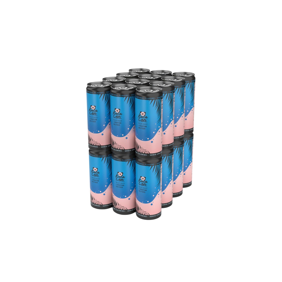 Kula Can Blue Razz Kratom Drink - 12oz Can - 24-Pack